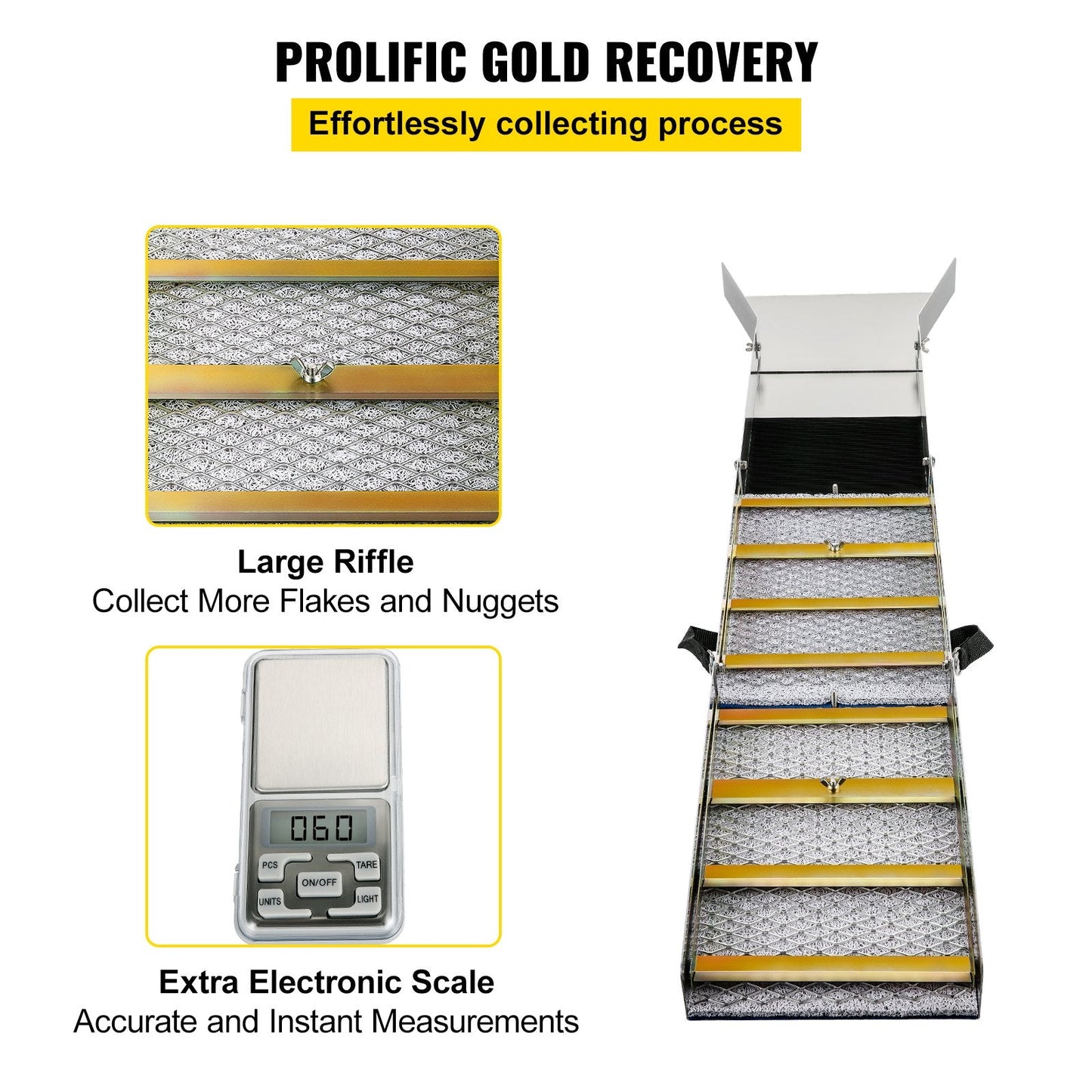 Folding Aluminum Alloy Sluice Box, 1.27m Portable Gold Prospecting Tool, Lightweight