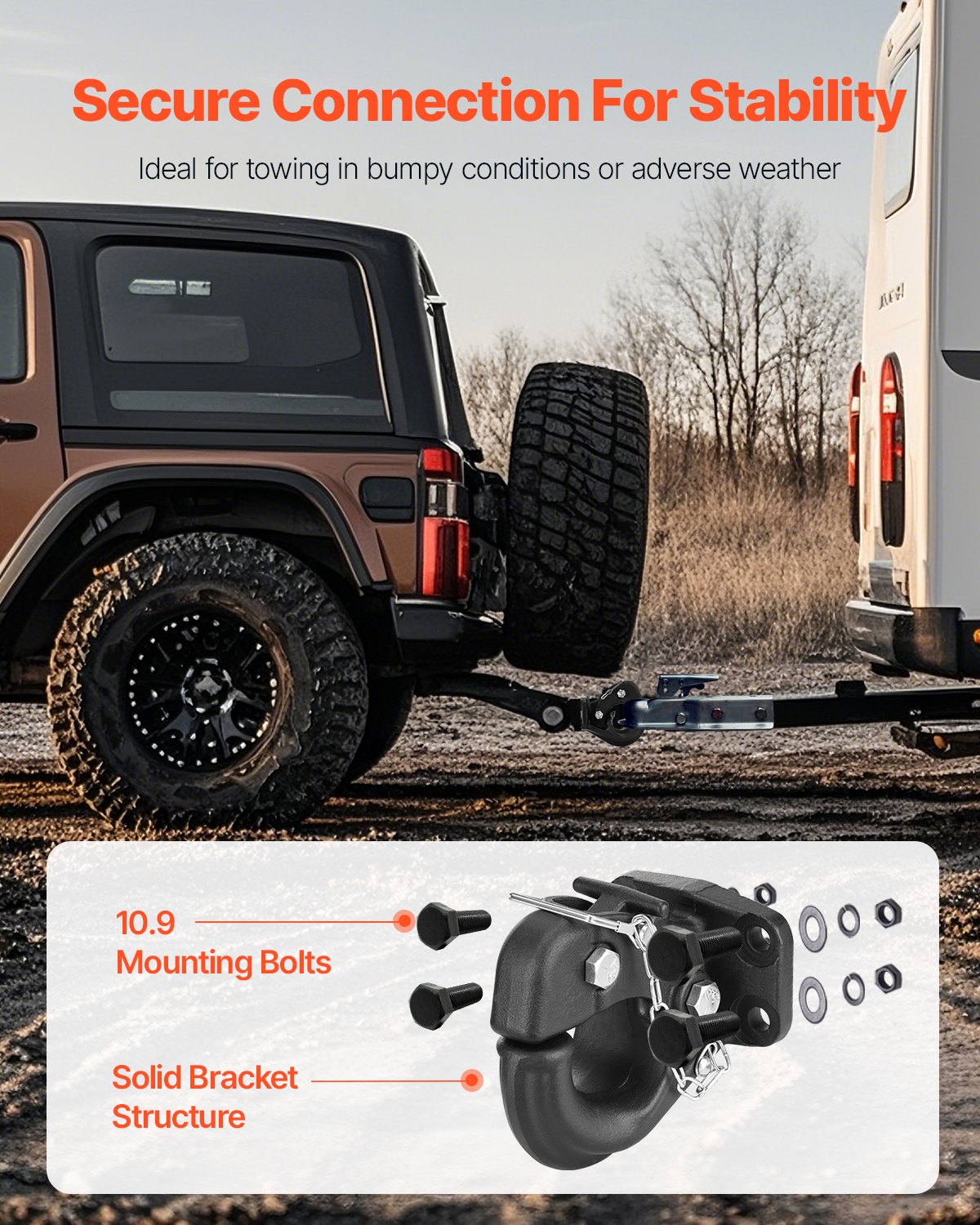 VEVOR Pintle Hitch Trailer Hitches Receiver for 63.5 to 76.2 mm Lunette Ring
