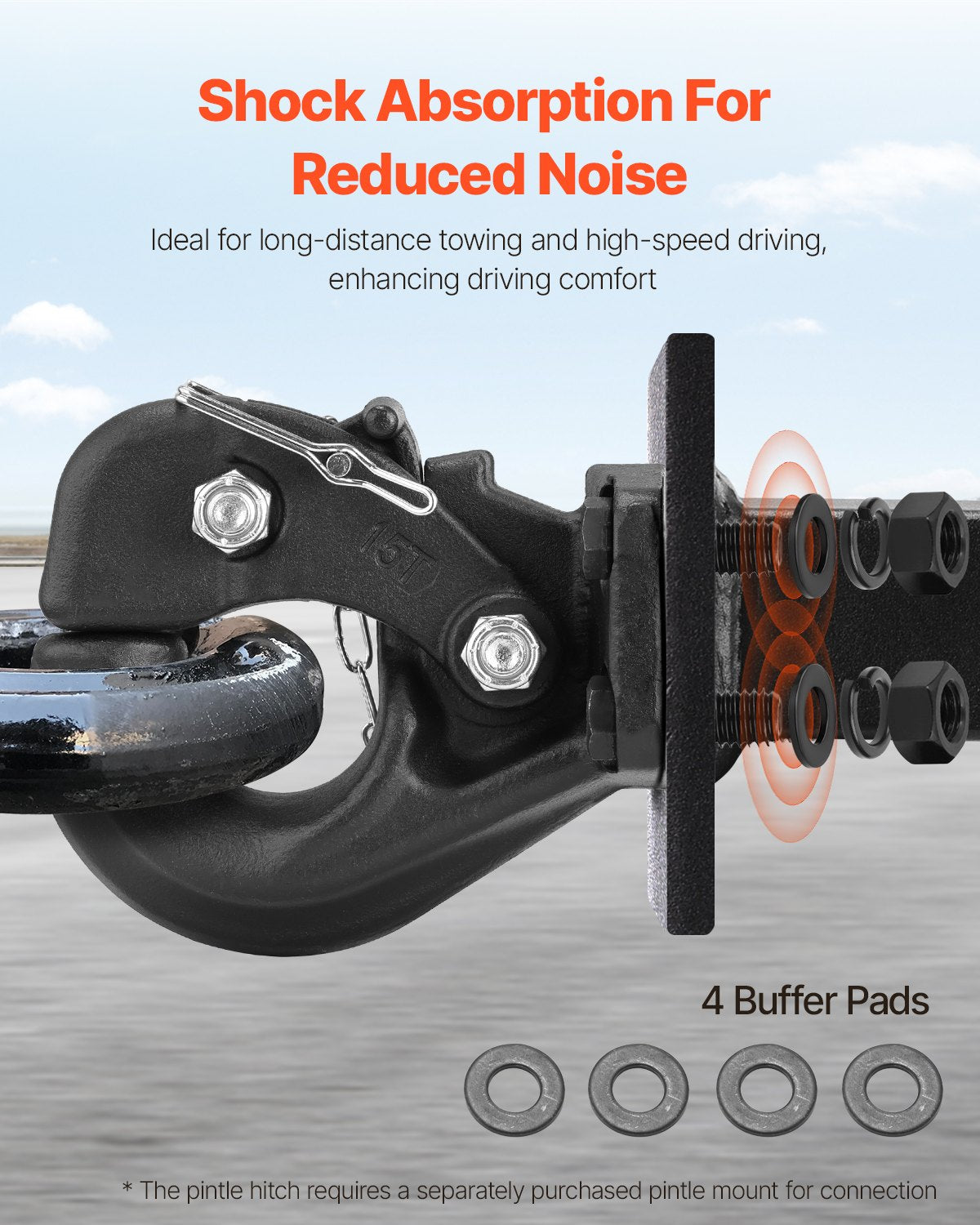 VEVOR Pintle Hitch Trailer Hitches Receiver for 63.5 to 76.2 mm Lunette Ring