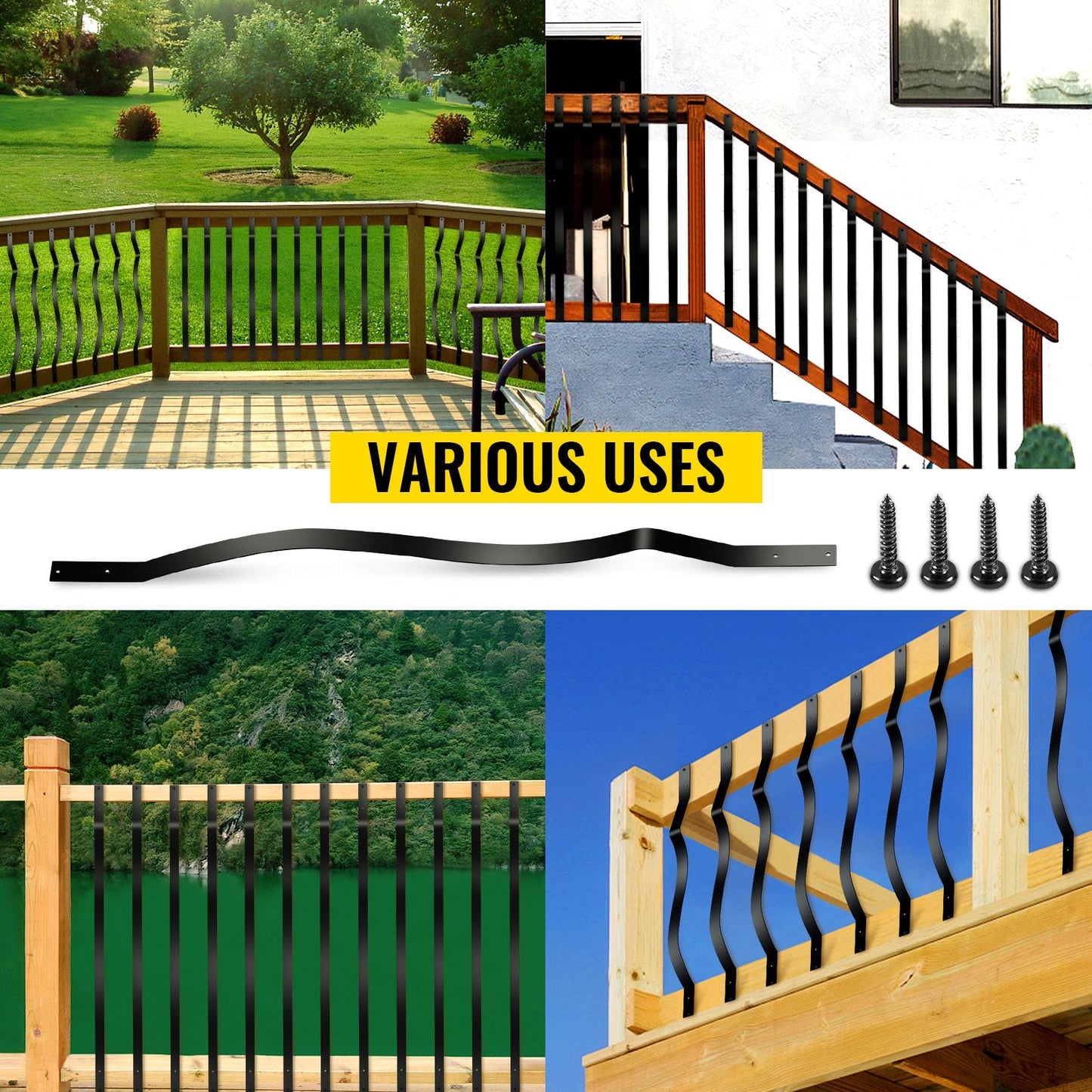 51 Pack Metal Staircase Balusters, 82x2.5cm, Iron Spindles for Deck Railing