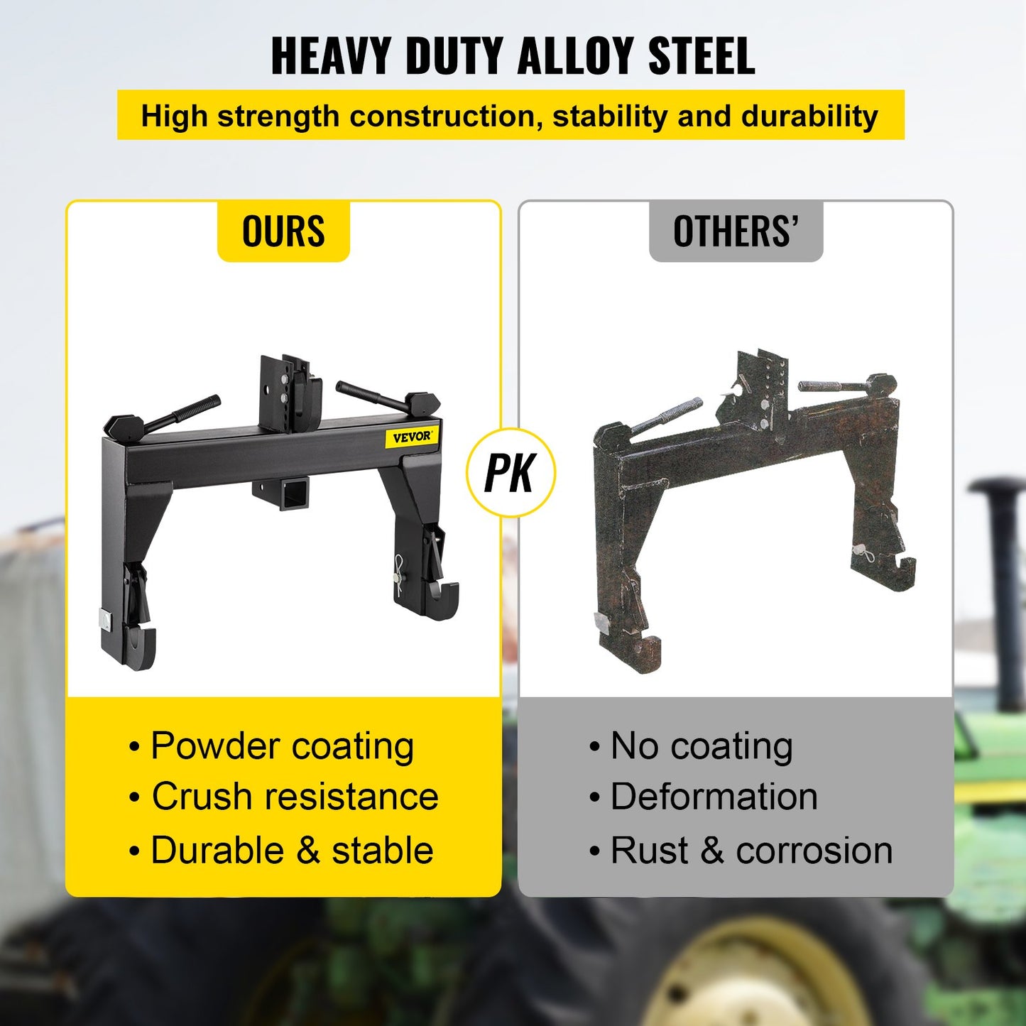 VEVOR 3-Point Quick Hitch, 1360 kg Lifting Capacity Tractor Quick Hitch, 70 cm Between