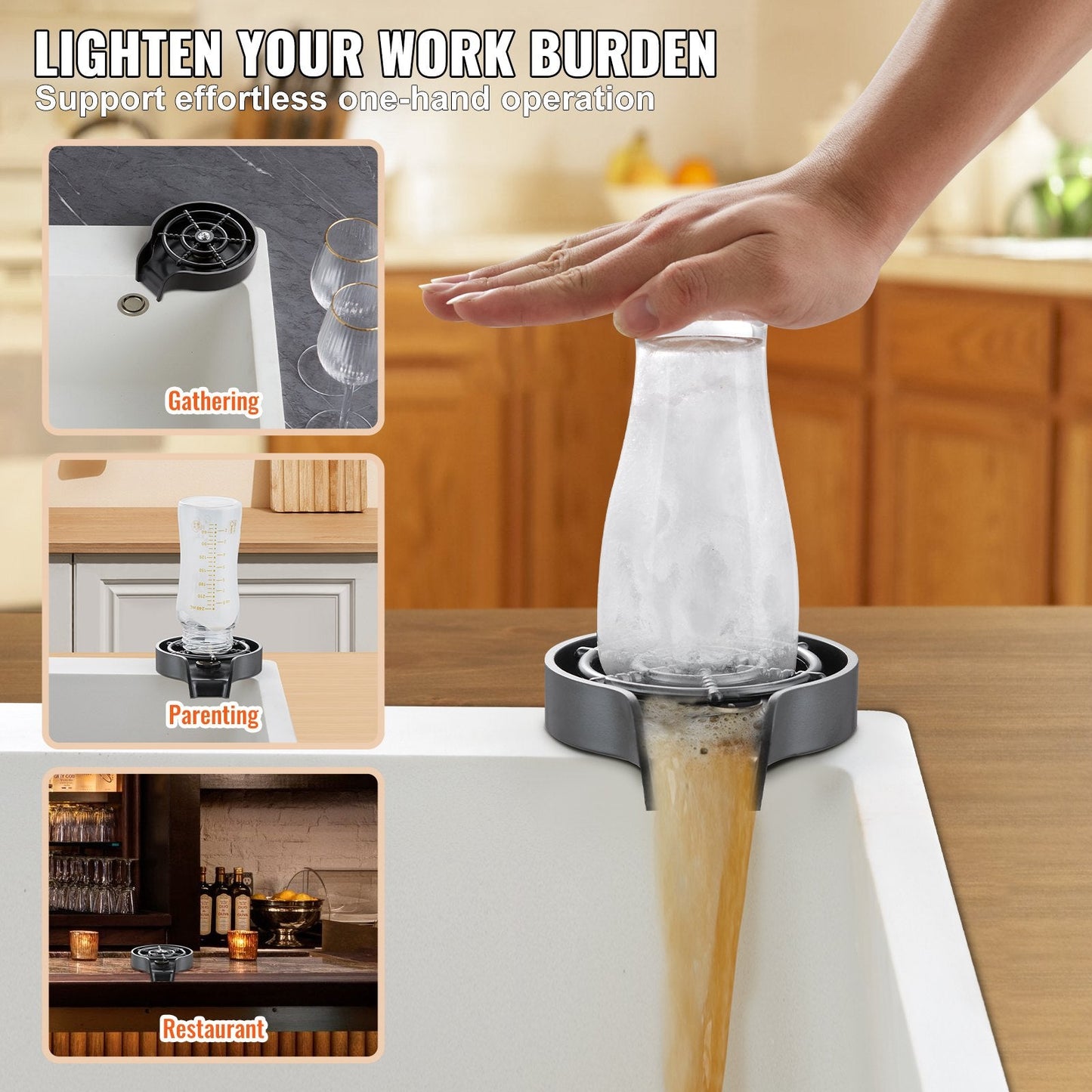360° Rotating Glass Rinser with 10 Jets for Kitchen Sink, Durable & Efficient