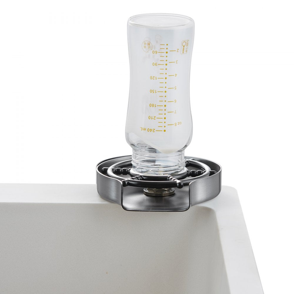 VEVOR Glass Rinser 10-Hole 360° Rotating Stainless Steel Washer ABS Cup Holder