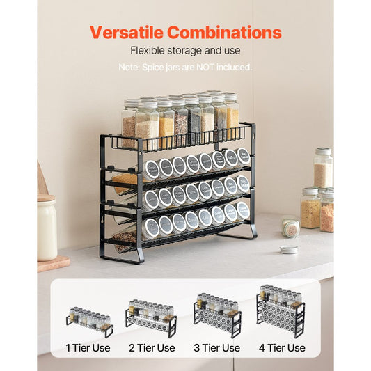 VEVOR Spice Rack Organizer for Cabinet Seasoning Storage Set Wall Mounted 4 Pack