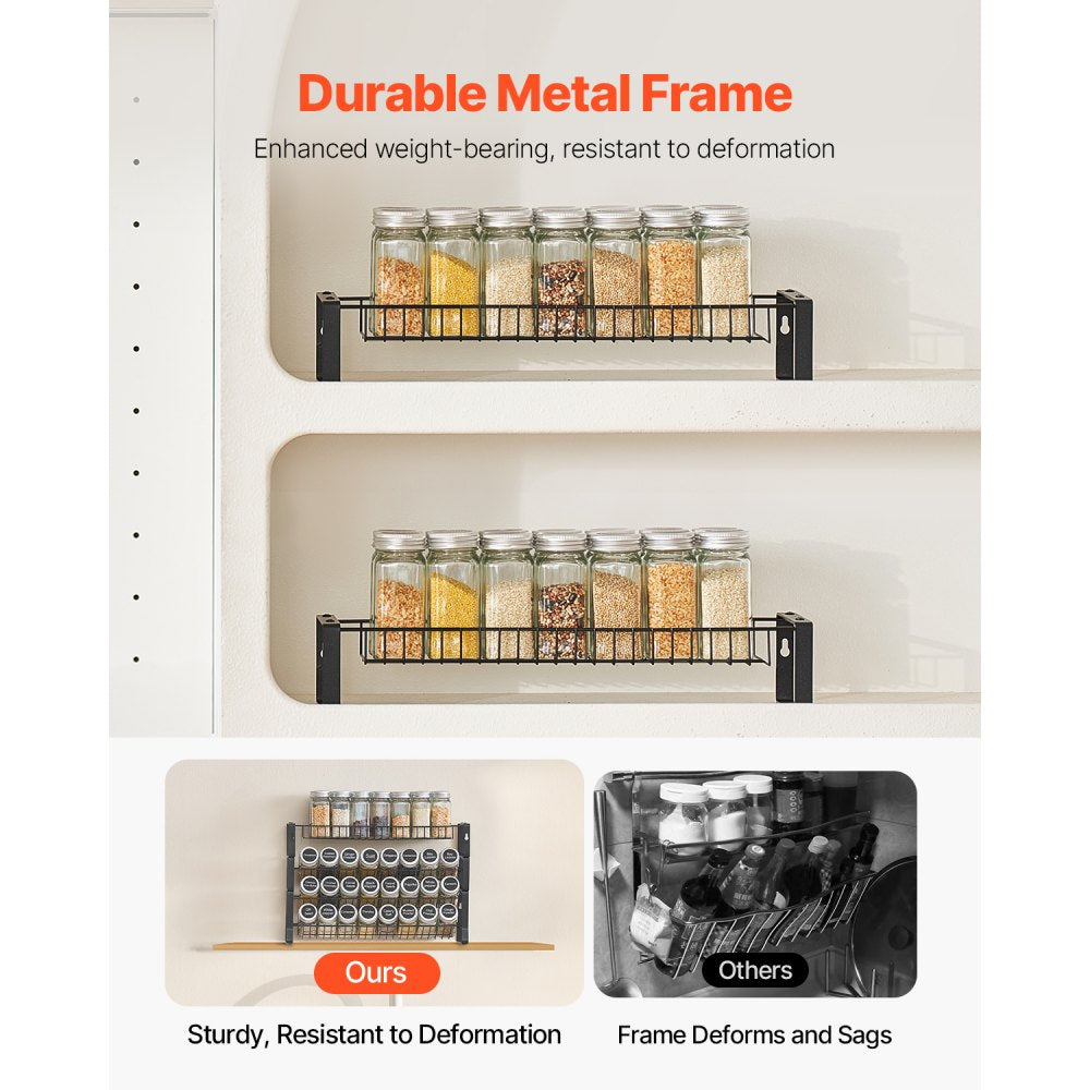 VEVOR Spice Rack Organizer for Cabinet Seasoning Storage Set Wall Mounted 4 Pack