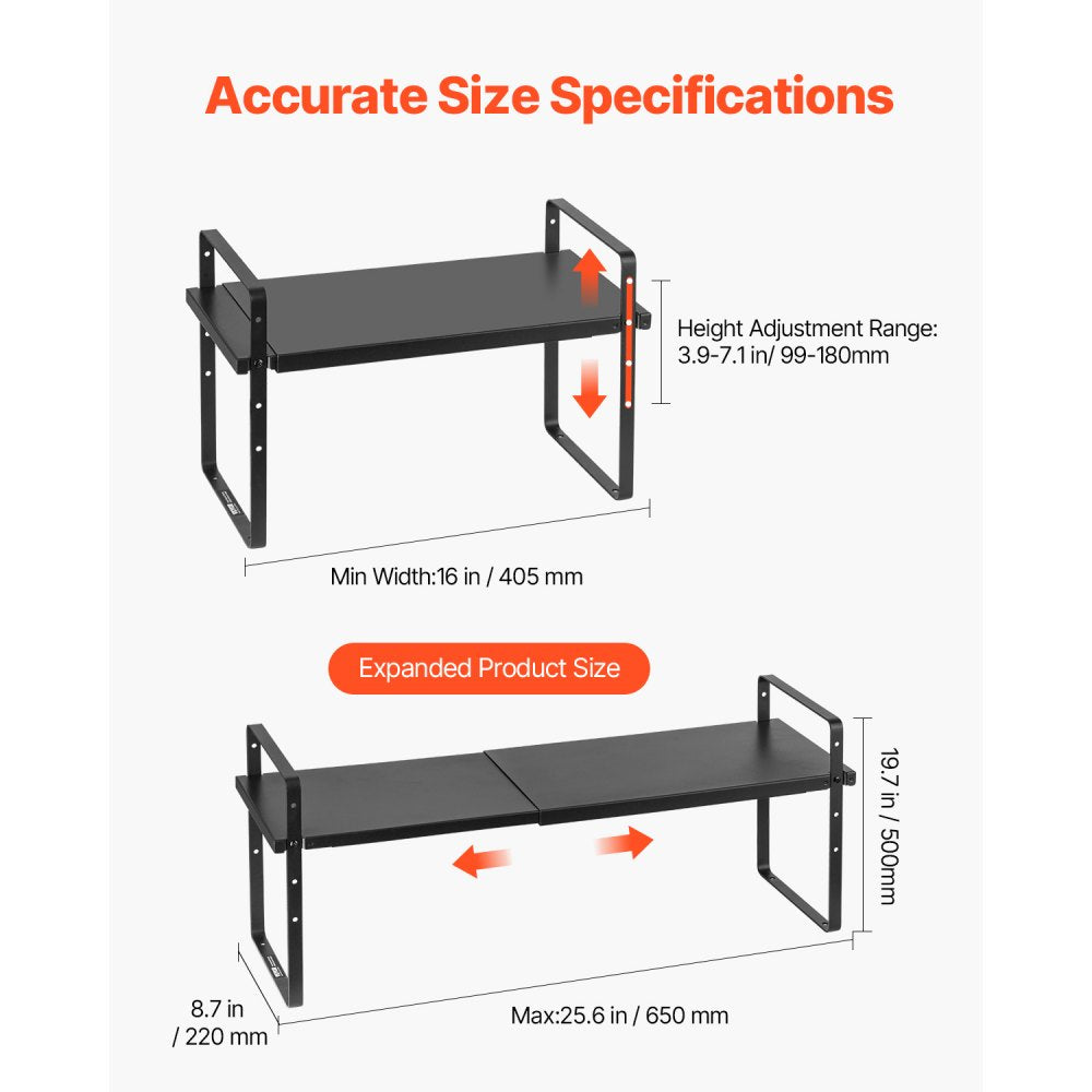 VEVOR 2 Tier Cabinet Organizer Shelf Counter Shelves Steel Storage Spice Rack