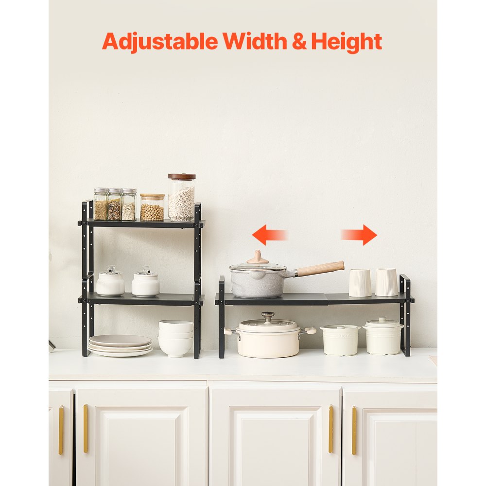 VEVOR 2 Tier Cabinet Organizer Shelf Counter Shelves Steel Storage Spice Rack