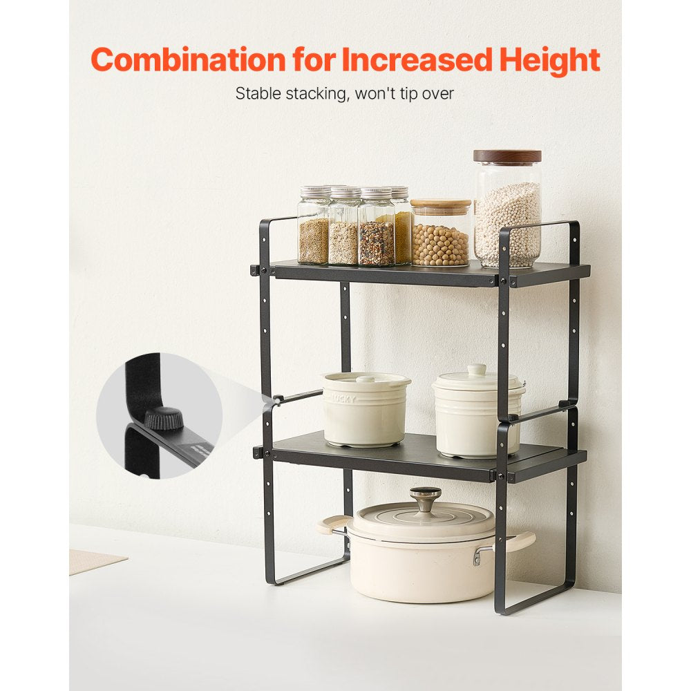 VEVOR 2 Tier Cabinet Organizer Shelf Counter Shelves Steel Storage Spice Rack