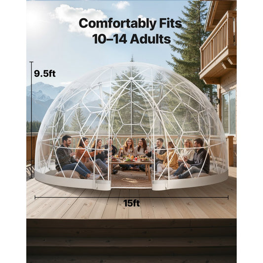 4.5x2.7 m Garden Bubble Tent for 10-14 Person Outdoor Clear Geodesic Dome