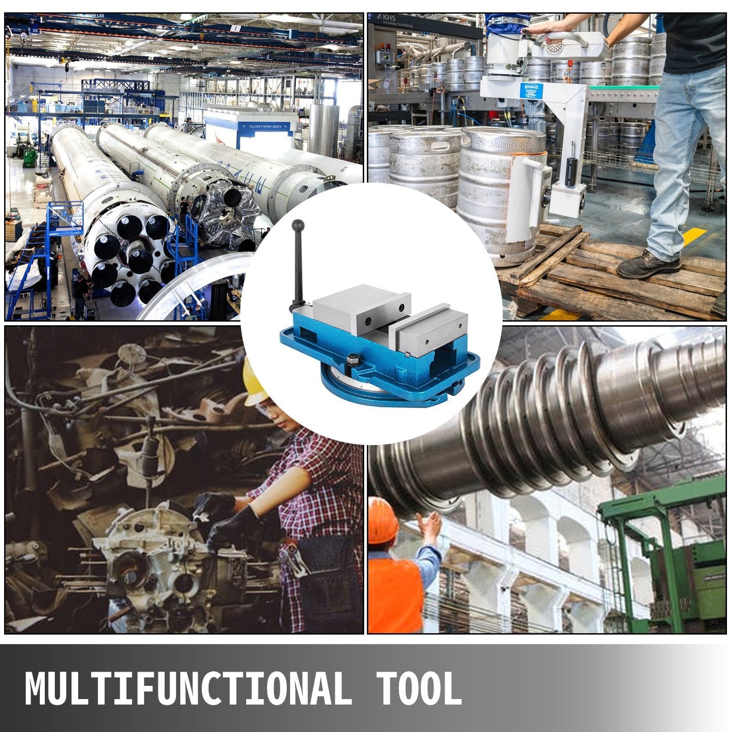 Heavy Duty 0.08m Milling Vise with 360° Swivel Base and 15 KN Clamping Force