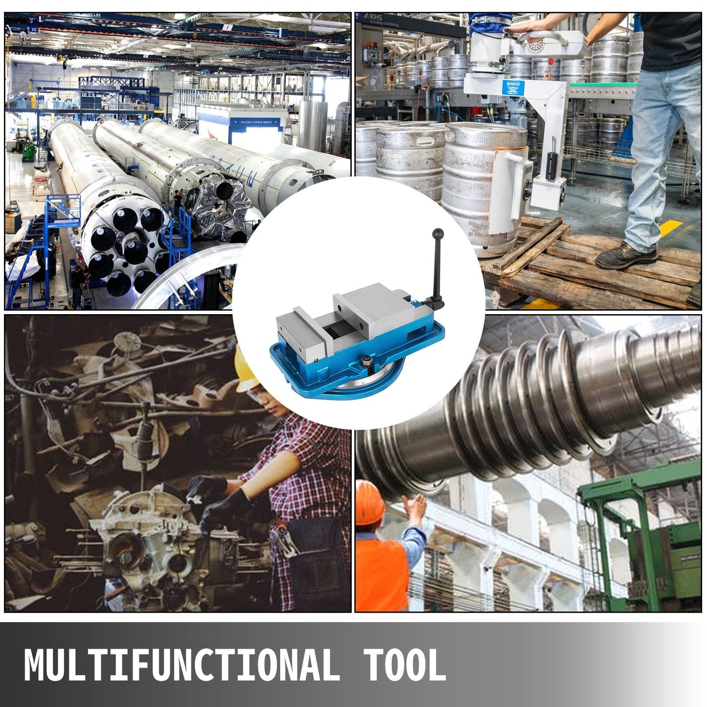 Precision Milling Vise with 125mm Jaw Width and 360° Swivel Base