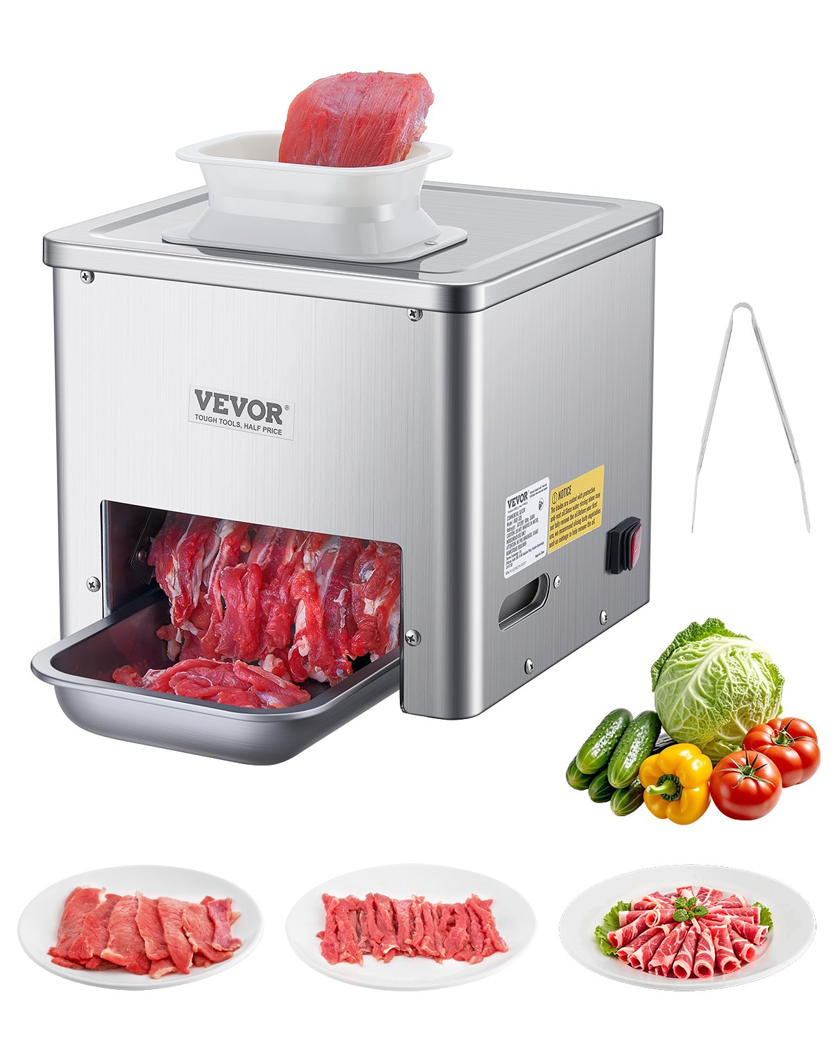 VEVOR Electric Meat Cutter Machine 550W Commercial Meat Slicer Cutting Machine