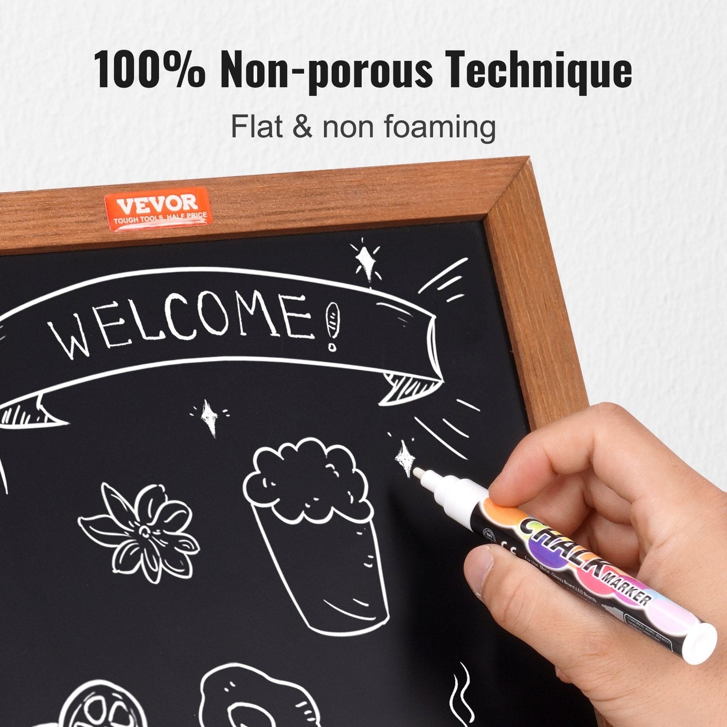 Rustic Brown Freestanding Chalkboard 0.36x0.25m with Chalks for Home & Events