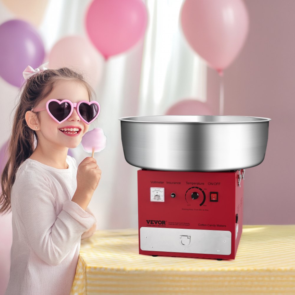VEVOR Commercial Cotton Candy Machine Sugar Floss Maker 1000W for Party Red
