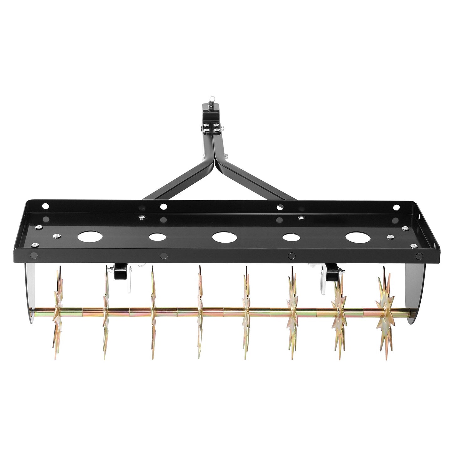 Tow Behind Plug Aerator, 820mm Lawn Spike Aerator with Universal Hitch, Heavy Duty & Rust-Resistant, Pull Behind Spike Aerator Tool with Folded Edge Tray, for Farmland & Garden Tractors