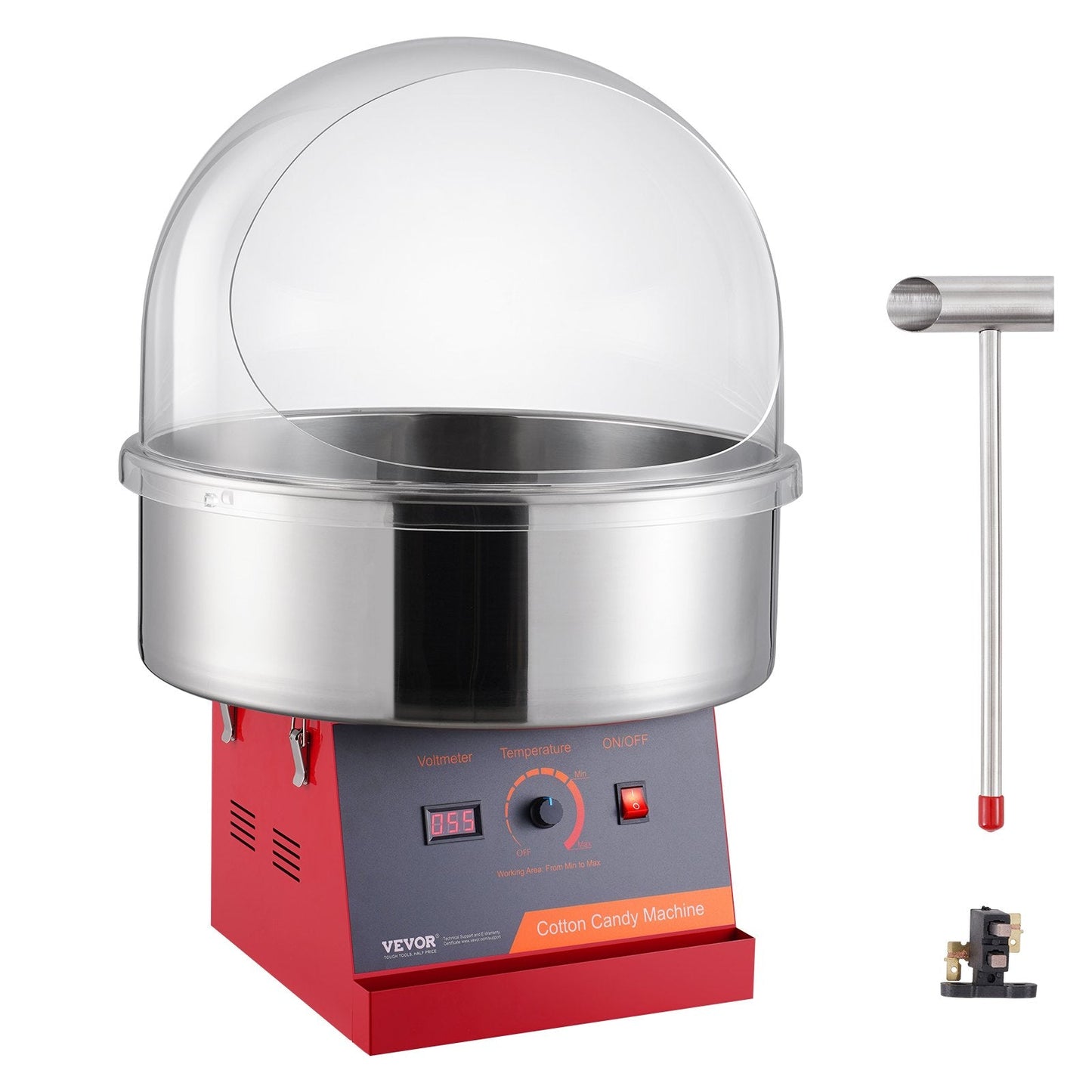 Electric Candy Floss Maker, 1000W, Stainless Steel Bowl, Red, 7.73 kg
