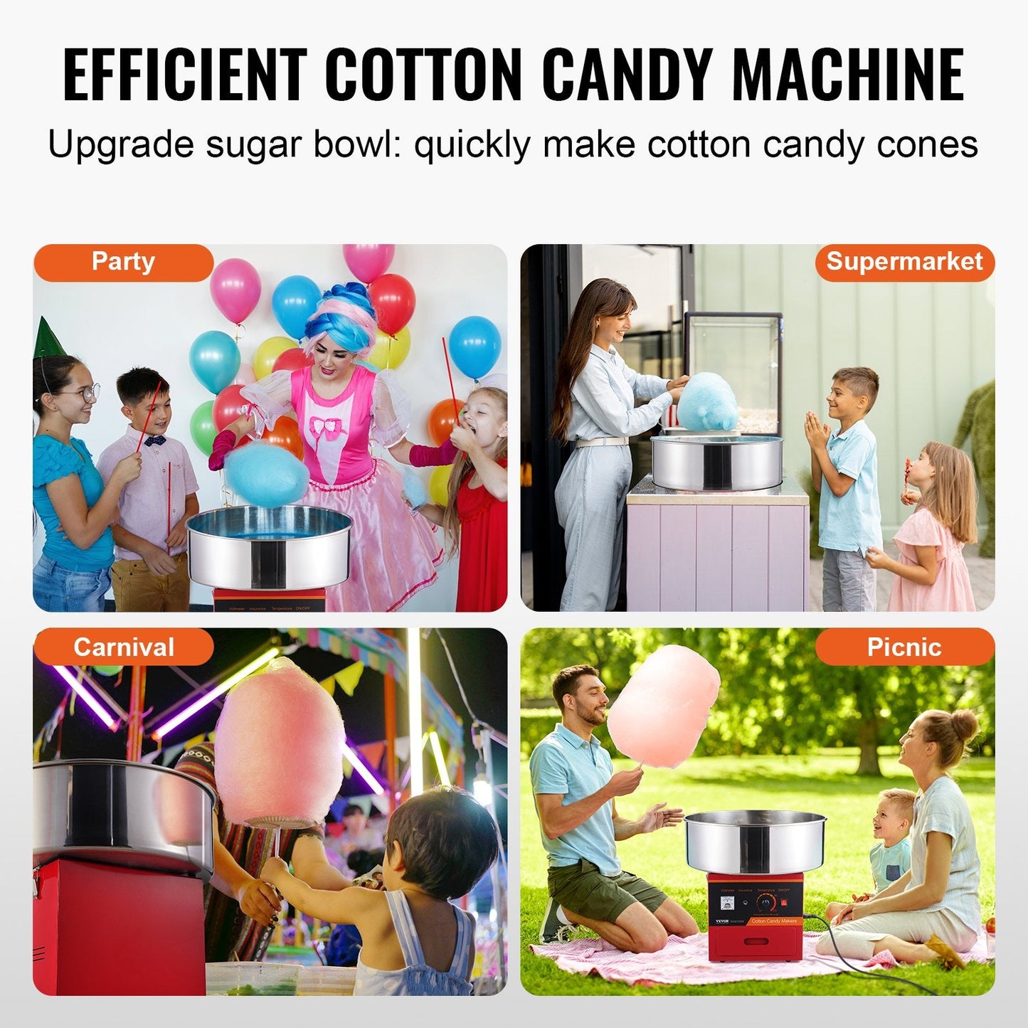 Electric Candy Floss Maker, 1000W, Stainless Steel, Ideal for Parties, Red