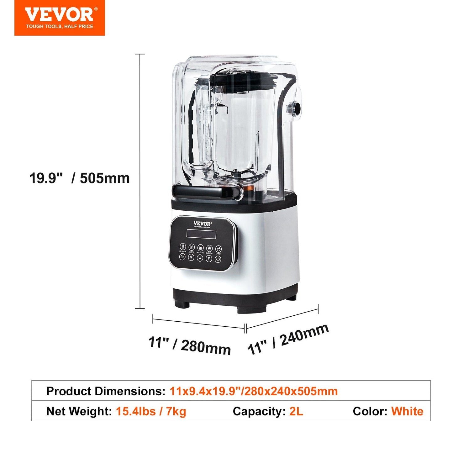 Professional 2L Blender with Shield, 9-Speed, 5-Function, 2200W, Quiet & Durable