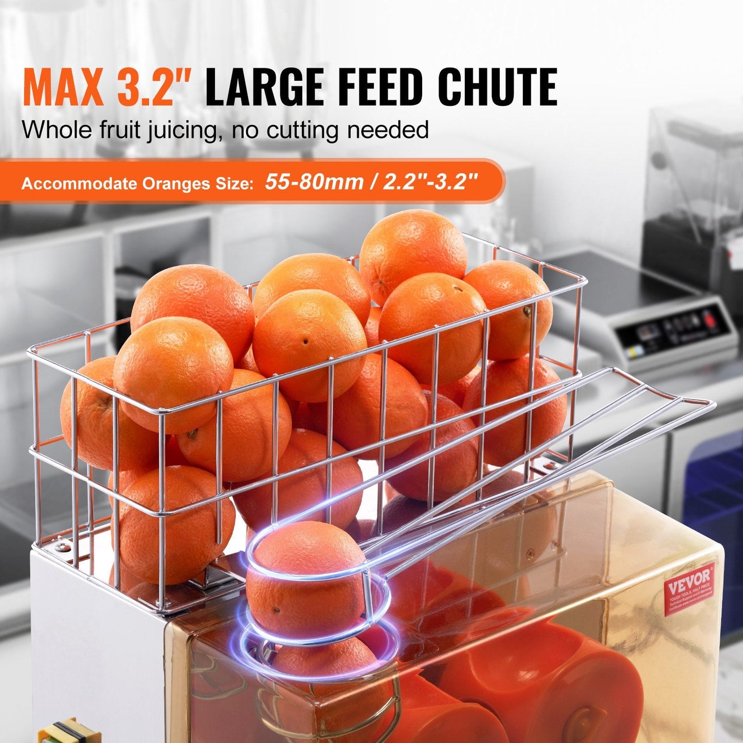 Commercial 120W Stainless Steel Orange Juicer, 20 Oranges/Min, 40 kg