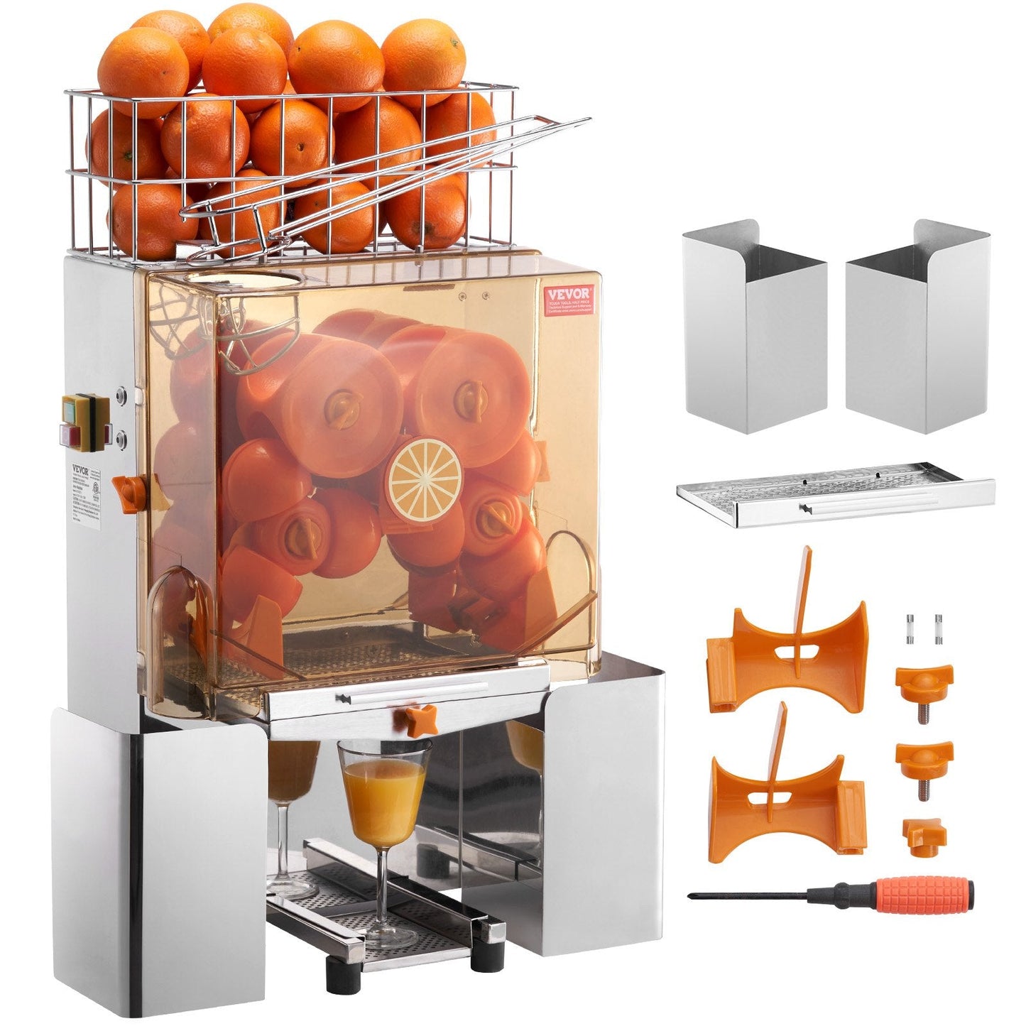 Commercial 120W Stainless Steel Orange Juicer, 20 Oranges/Min, 40 kg