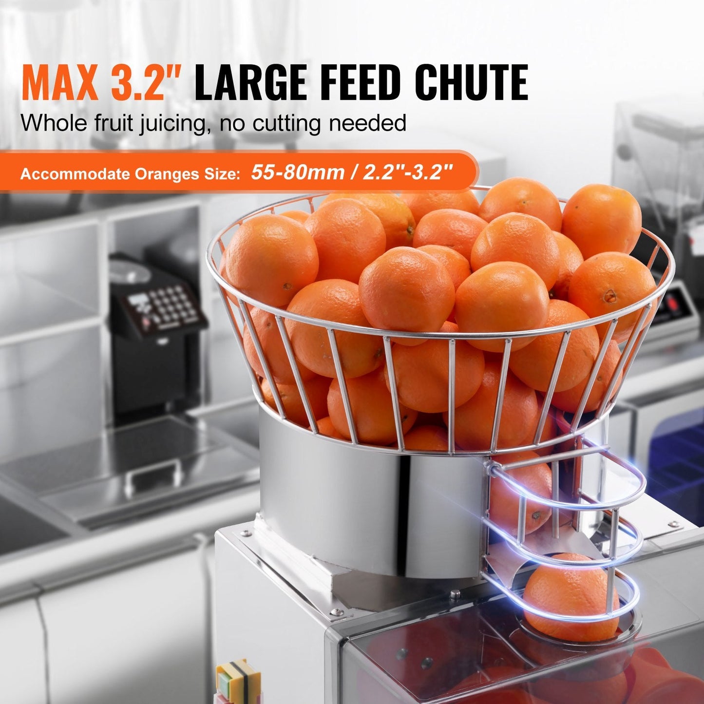 Commercial 120W Stainless Steel Orange Juicer, 25 Oranges/Min, 55kg, 0.9m Tall