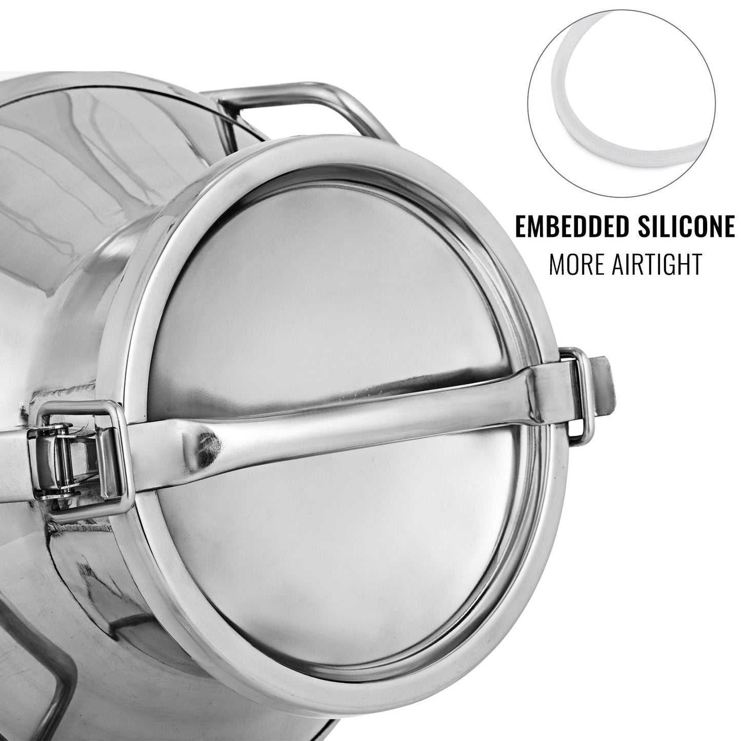20L Stainless Steel Milk Can with Lid, 304 Grade, Dual Latch, Portable Handles