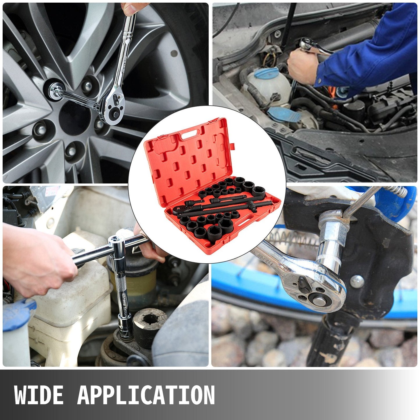27-Piece 3/4 Meter Drive Impact Socket Set with SAE & Metric Sizes, CR-V Material