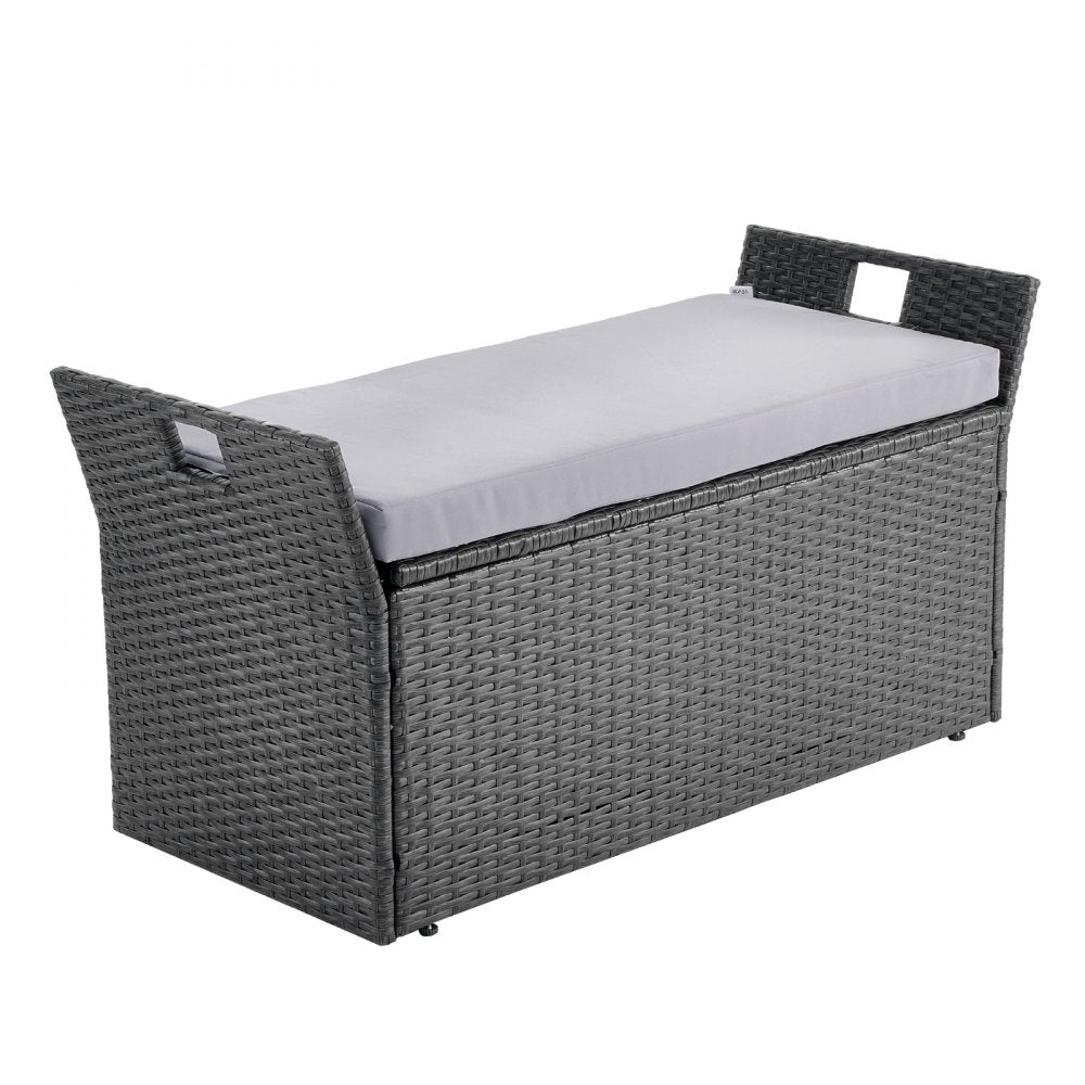 VEVOR Outdoor Storage Bench PE Rattan 151L Deck Box Waterproof Outdoor Seat