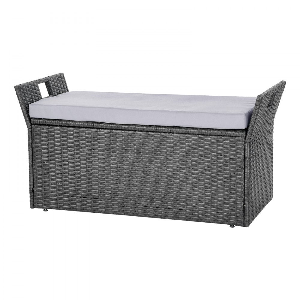 VEVOR Outdoor Storage Bench PE Rattan 151L Deck Box Waterproof Outdoor Seat