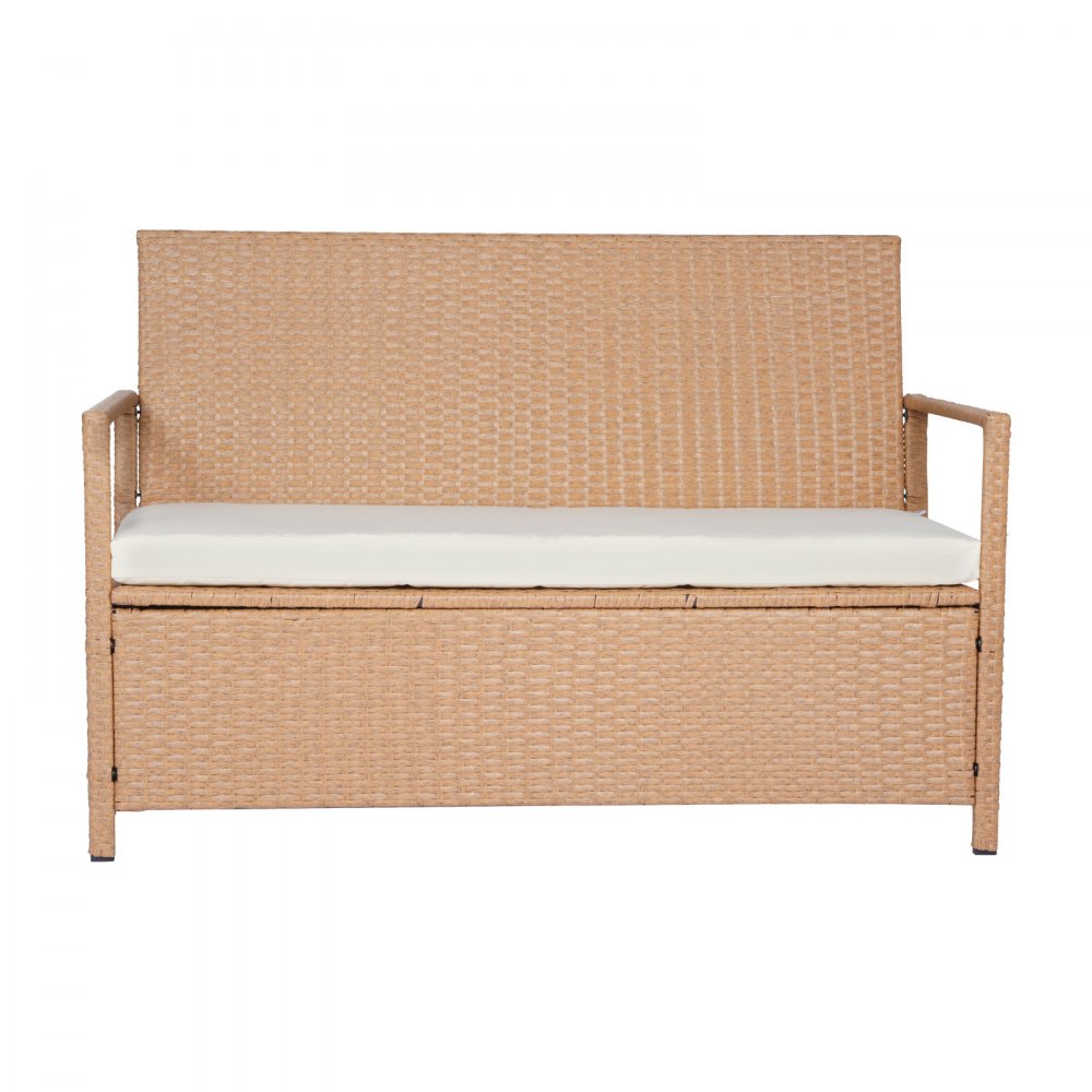 VEVOR Outdoor Storage Bench PE Rattan 265L Deck Box Waterproof Outdoor Seat