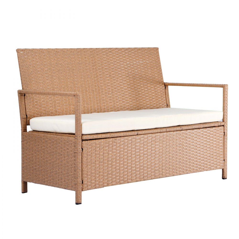 VEVOR Outdoor Storage Bench PE Rattan 265L Deck Box Waterproof Outdoor Seat
