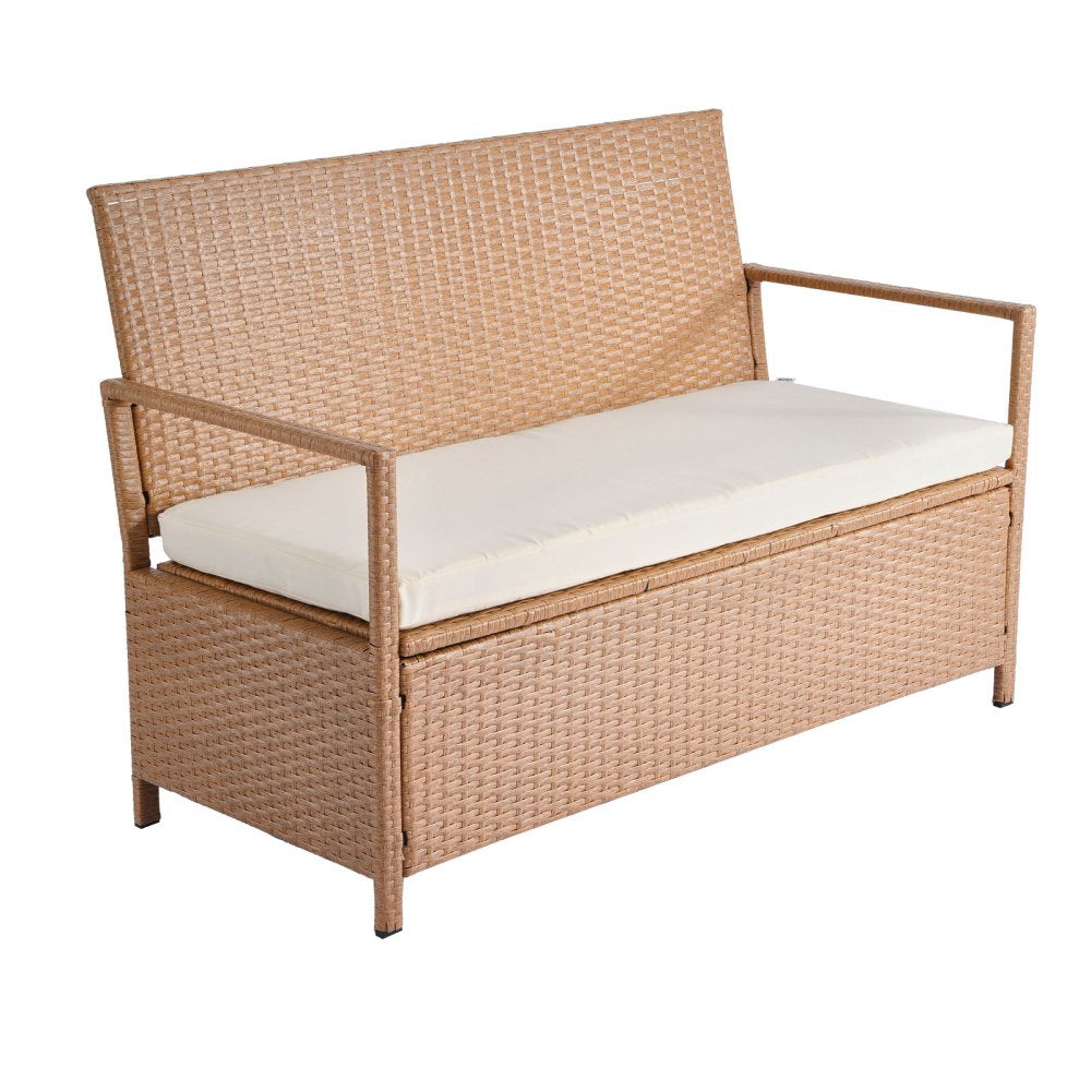 VEVOR Outdoor Storage Bench PE Rattan 265L Deck Box Waterproof Outdoor Seat