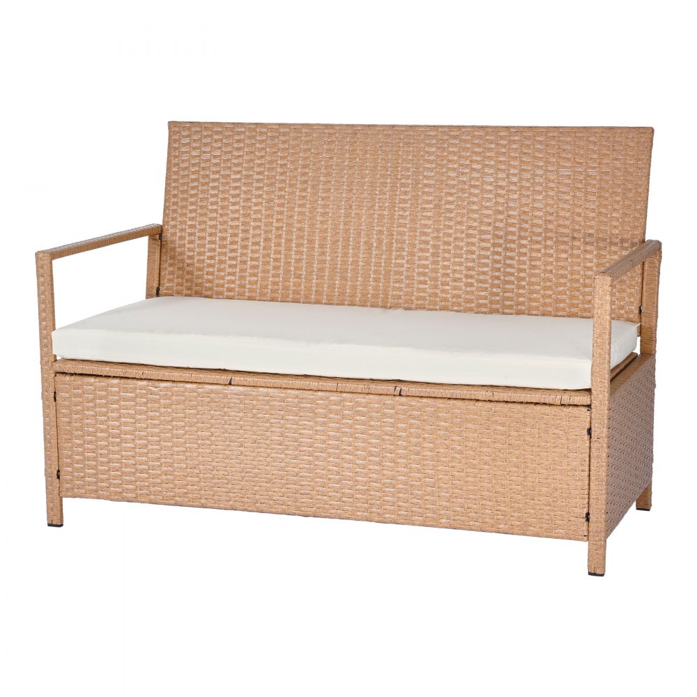 VEVOR Outdoor Storage Bench PE Rattan 265L Deck Box Waterproof Outdoor Seat
