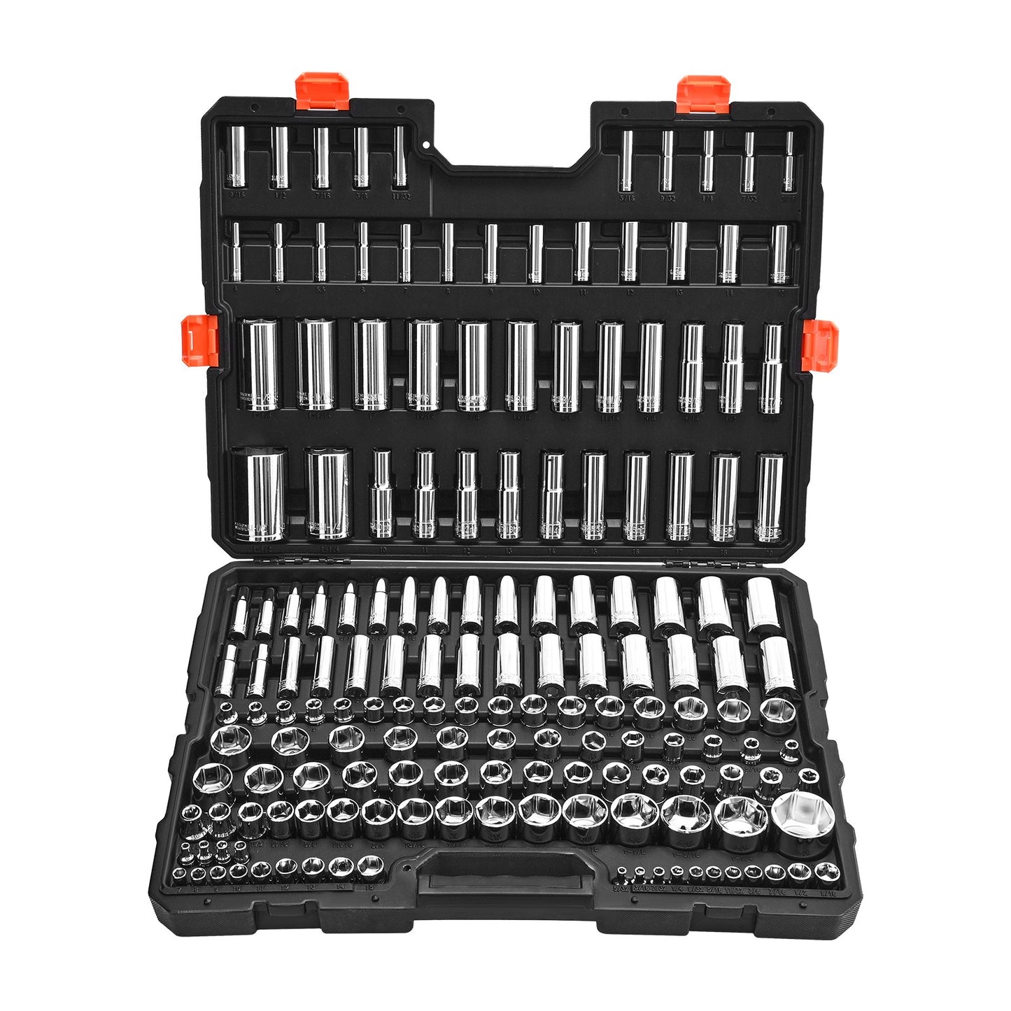 Socket Set, 163 Pieces, 9.5 & 6.4 & 12.7 mm Drive Socket Tool Set, SAE and Metric, Deep and Standard, Mechanic Tool Kit with Storage Case, Chrome Plated CR-V Alloy Steel, for Automotive Repair