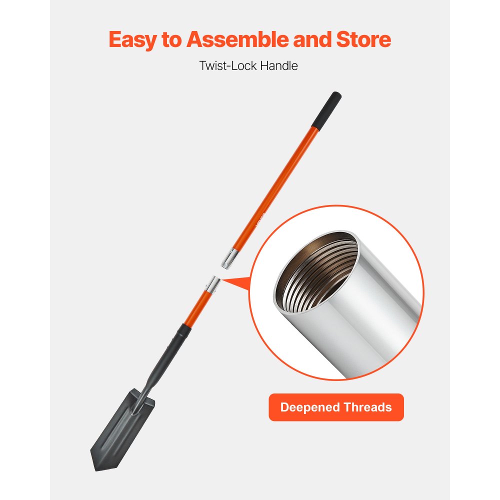 Trench Shovel 10.4cm Blade Trenching Shovel Fiberglass Handle for Digging