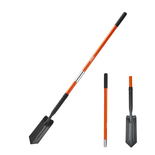 Trench Shovel 10.4cm Blade Trenching Shovel Fiberglass Handle for Digging