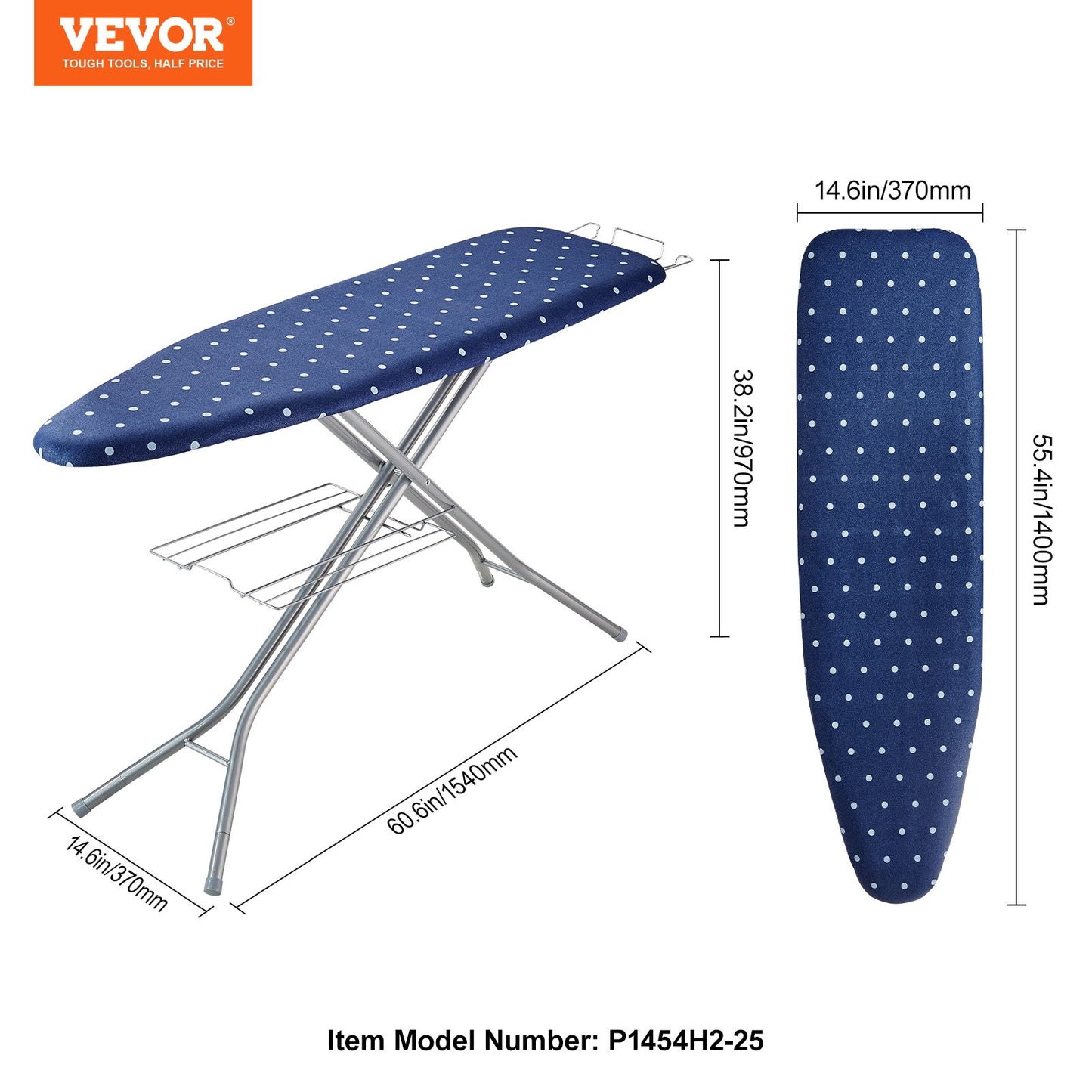 VEVOR Ironing Board with Bottom Storage Tray, Thickened 4 Layers Iron Board with