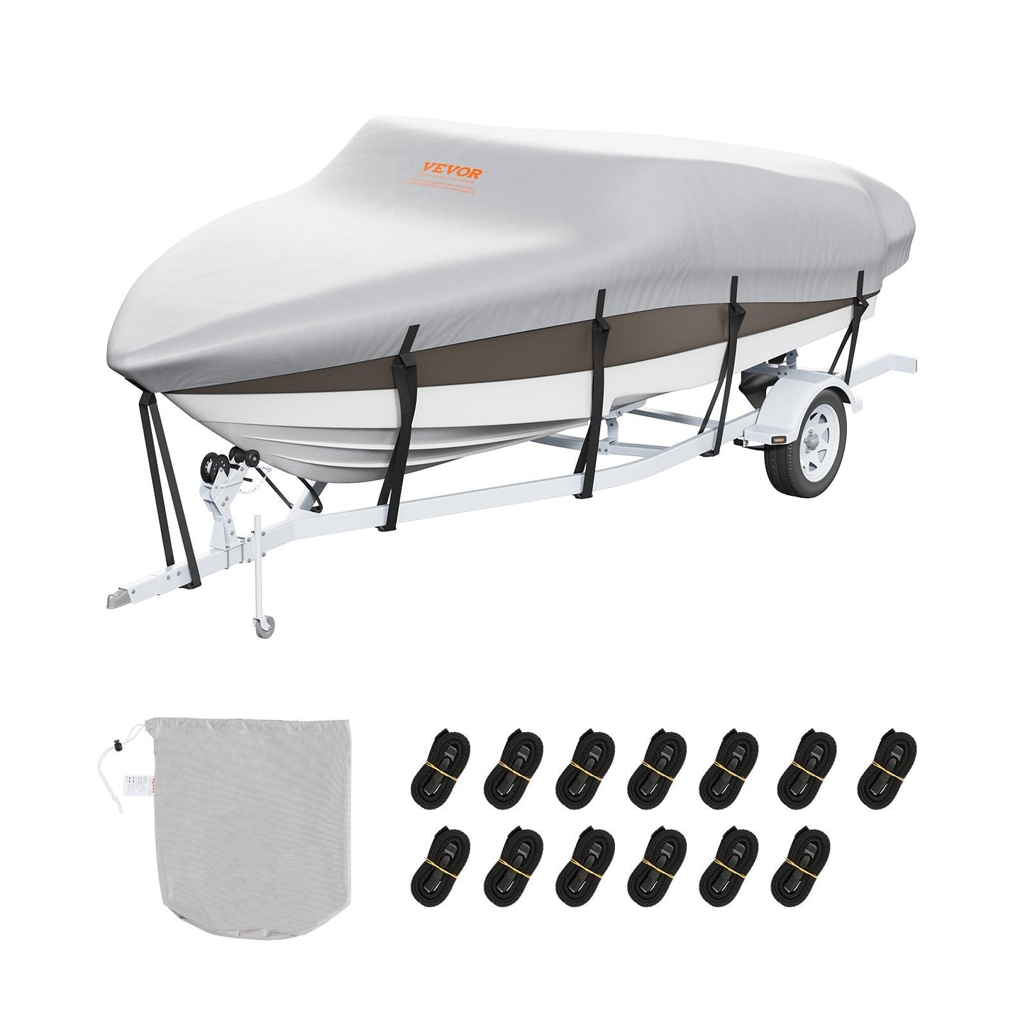 Durable 600D Waterproof Boat Cover for 5.18-5.79m V-Hull/Tri-Hull Boats