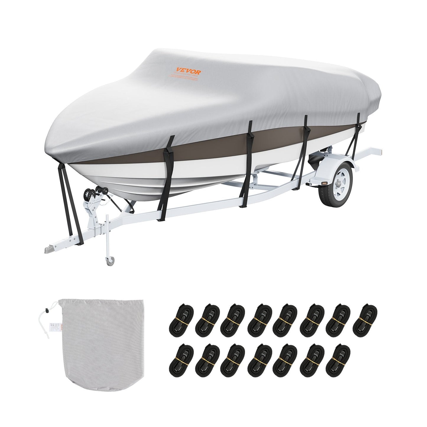 Durable 600D Waterproof Boat Cover for 6.1-6.7m V-Hull/Tri-Hull Runabouts