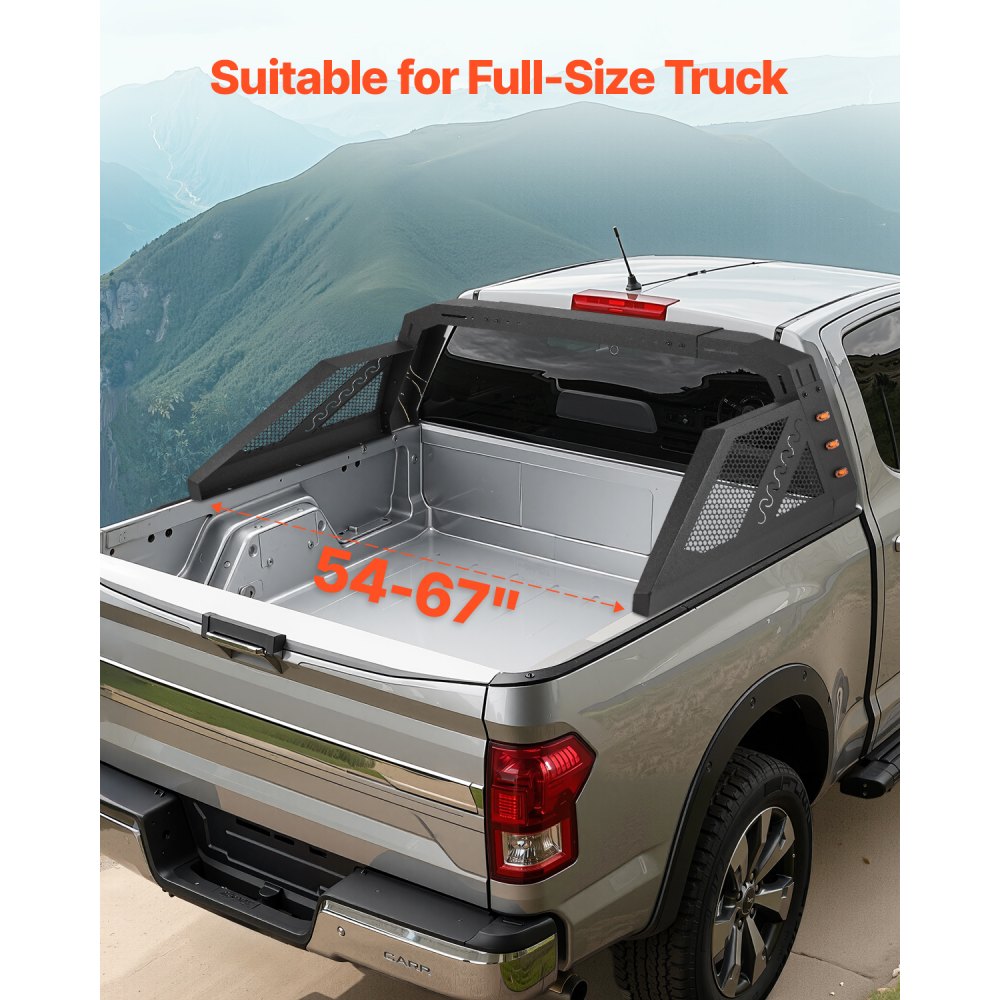 VEVOR Truck Bed Roll Bar Universal Chase Rack with Light for Full-Size Pickup