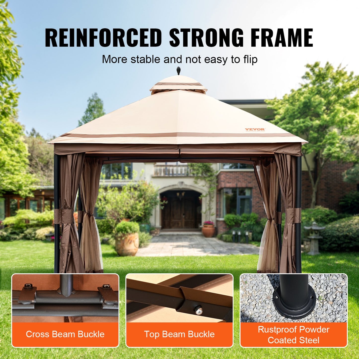 VEVOR Patio Gazebo for 10-12 Person, 3.05 x 3.96 m Backyard Gazebo, with Mosquito