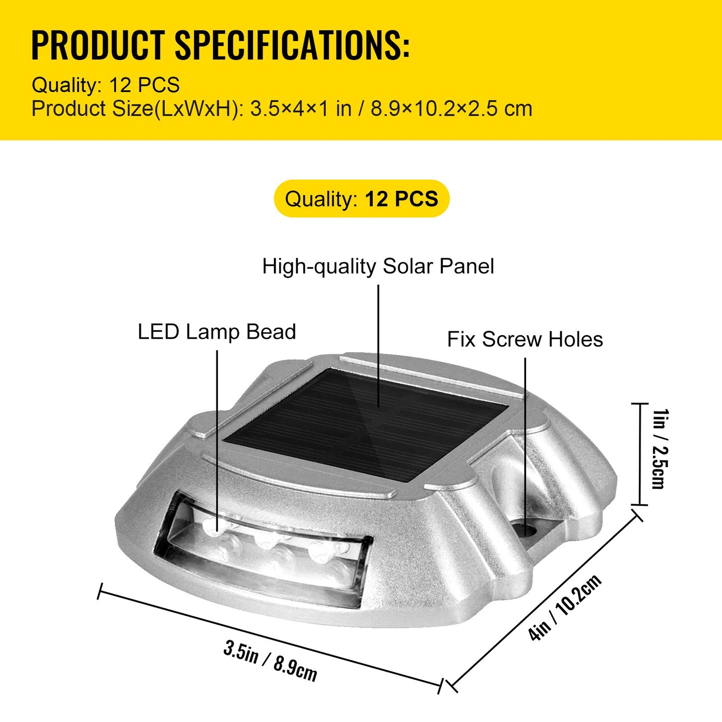 VEVOR Driveway Lights 12-Pack Solar Driveway Lights Bright White with Screws Solar