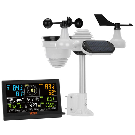 VEVOR 7-in-1 Wireless Weather Station, 7.5 in Large Color Display, Digital Home