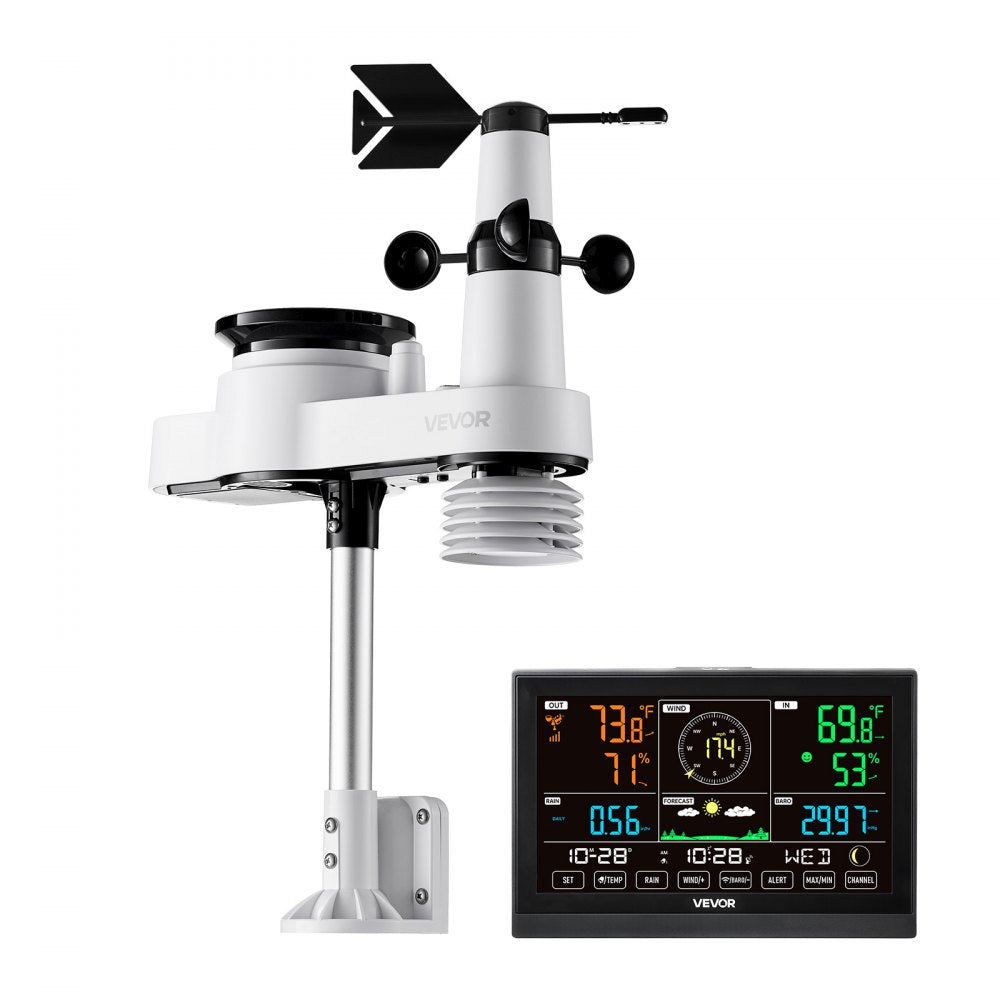 5-in-1 Wireless Weather Station 190.5 mm Display Indoor Outdoor Sensor