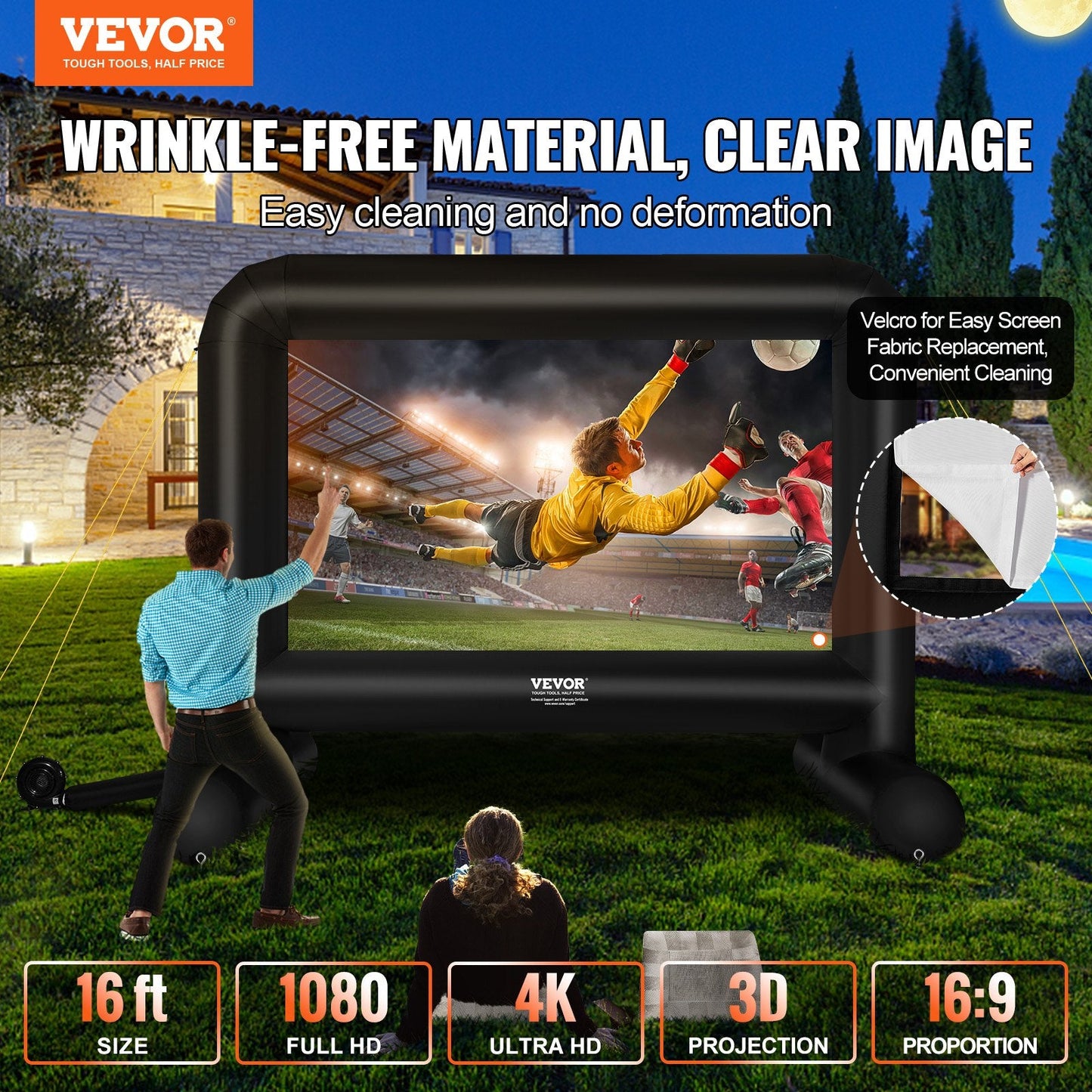16-Foot Inflatable Outdoor Projector Screen with Blower and Carrying Bag