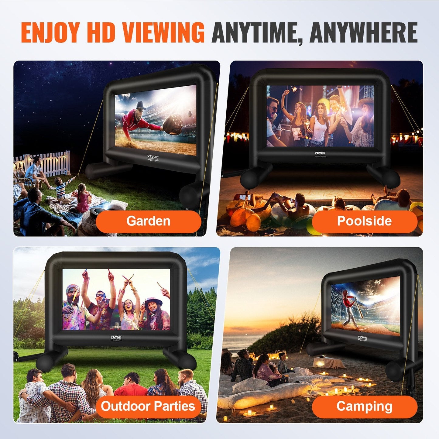 16-Foot Inflatable Outdoor Projector Screen with Blower and Carrying Bag