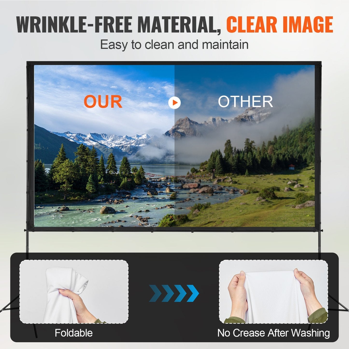 120-Inch 4K HD Outdoor Projector Screen with Stand for Home Theater