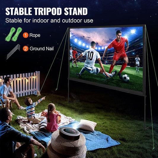 100" 4K Outdoor Projector Screen with Stand, Portable & Wrinkle-Free