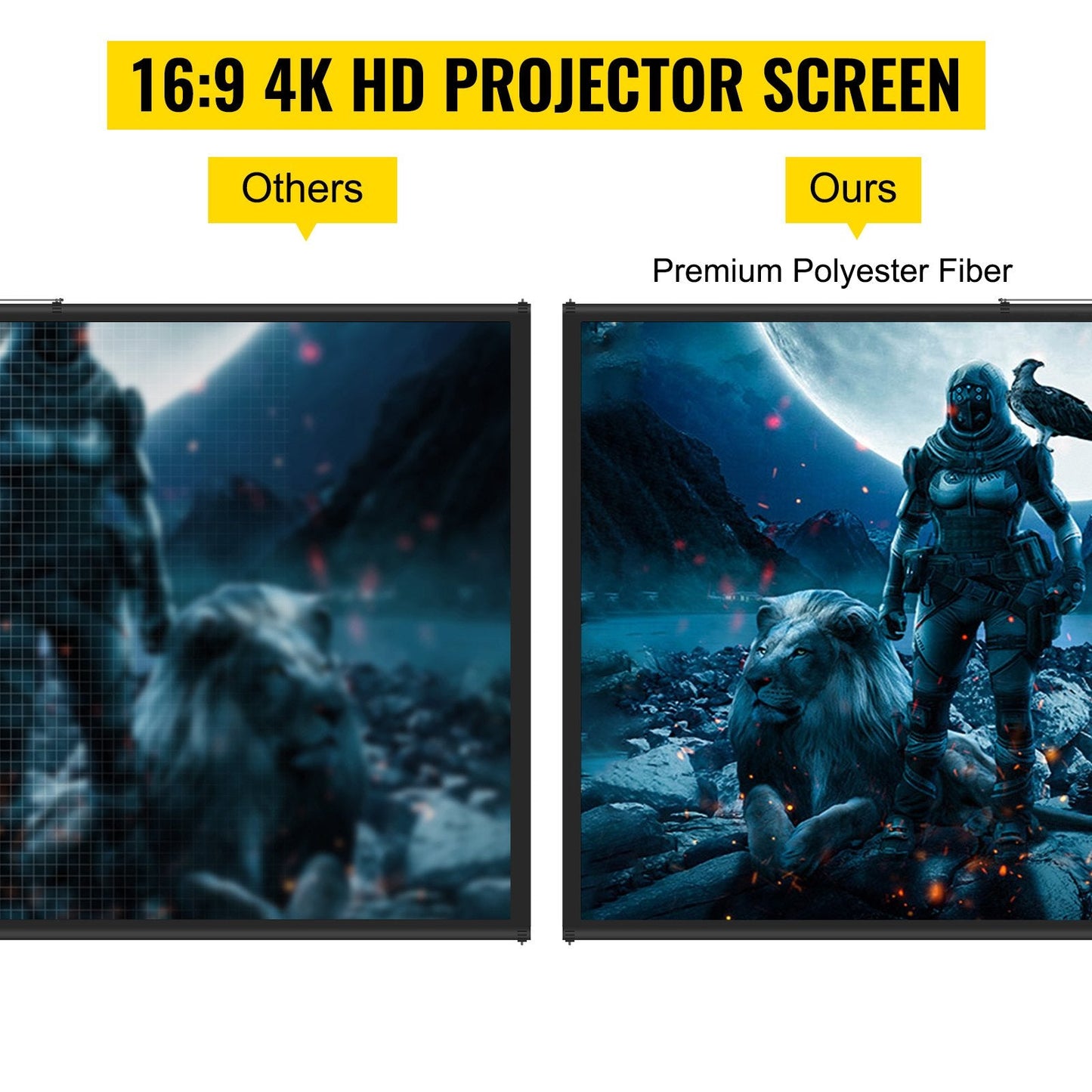 90" (2.29m) Portable 4K HD Projector Screen with Adjustable Tripod Stand