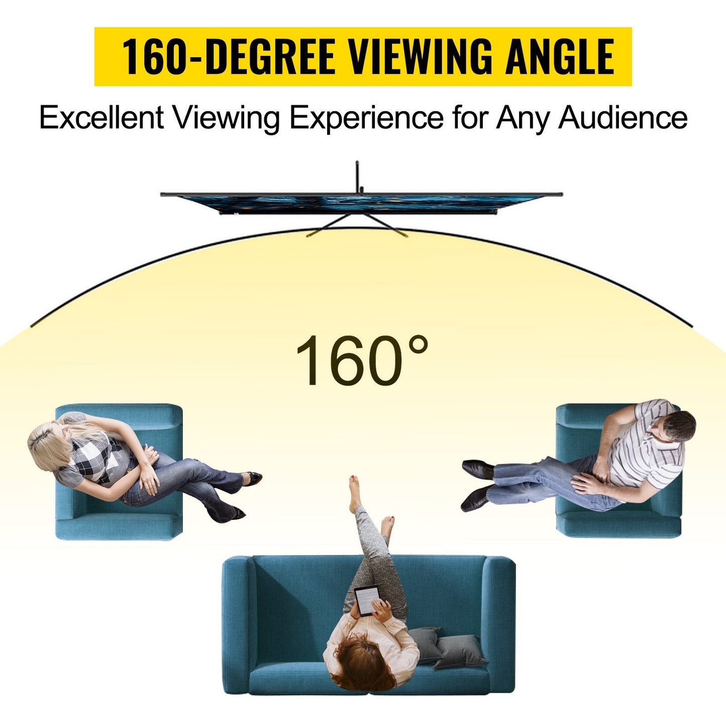 90" (2.29m) Portable 4K HD Projector Screen with Adjustable Tripod Stand
